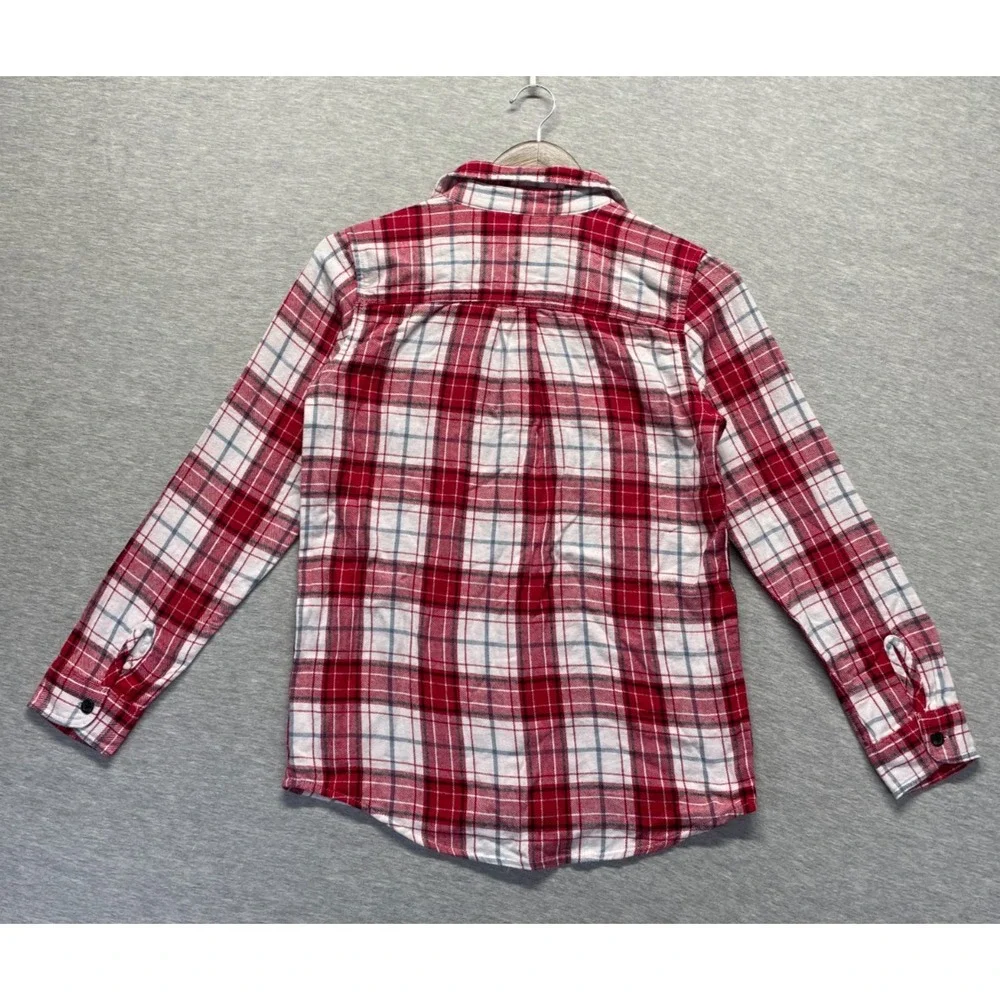 The Children's Place Flannel Shirt Boys Large (10/12) Red Multi Plaid Button Up